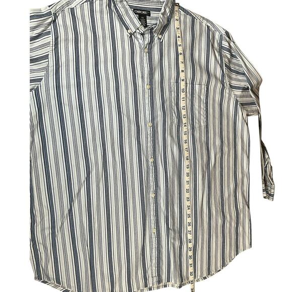 Cherokee Button Up Long Sleeve Men's Shirt XXL Blue & White Stripe 100% Cotton - Picture 7 of 9